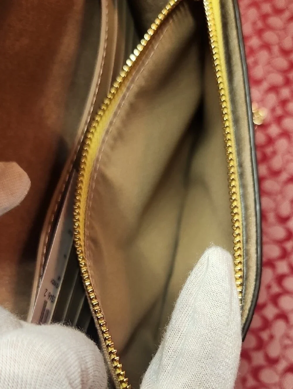 Coach Yellow and White Leather Crossbody with Gold Chain